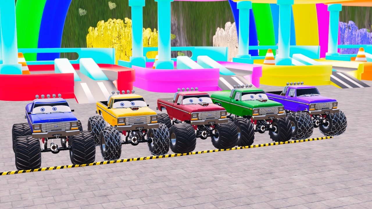 Flatbed McQueen | Transportation with Truck – Color Cars Challenge #38