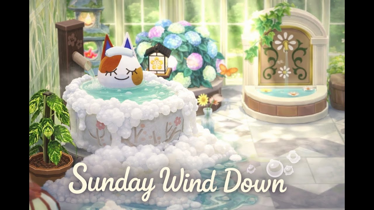 Sunday Wind Down | Cozy Animal Crossing Bathtime | 45min | No Ads