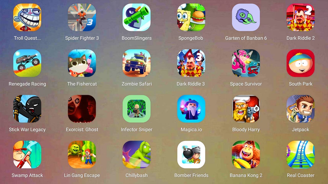 Roblox,Slendrina:The Cellar,Find the Alien 2,Lucky Balls,Evil Grandpa,The Baby in Yellow,Dark Riddle