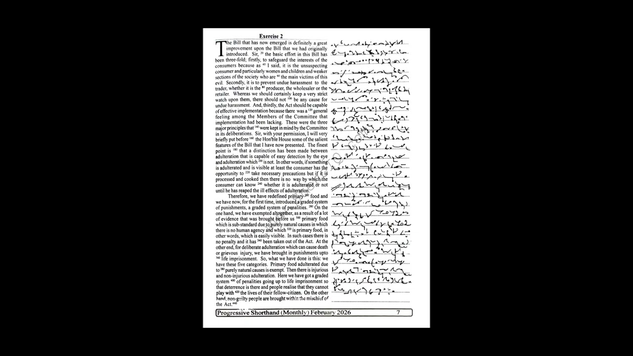Progressive Shorthand dictation February month transcription no . 2( 90wpm)