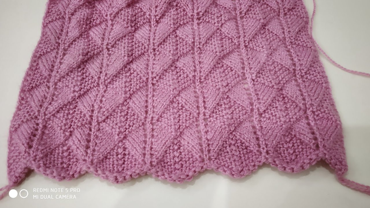 डिजाइनर फन्दे कैसे डालते हैं ( single colour girls top knitting design) Part - 1