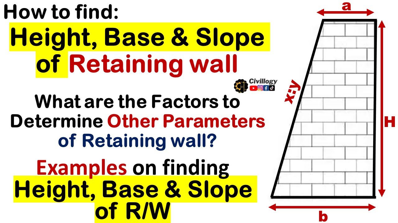 How to find base,height and slope of retaining wall|how to determine slope height and base of wall?