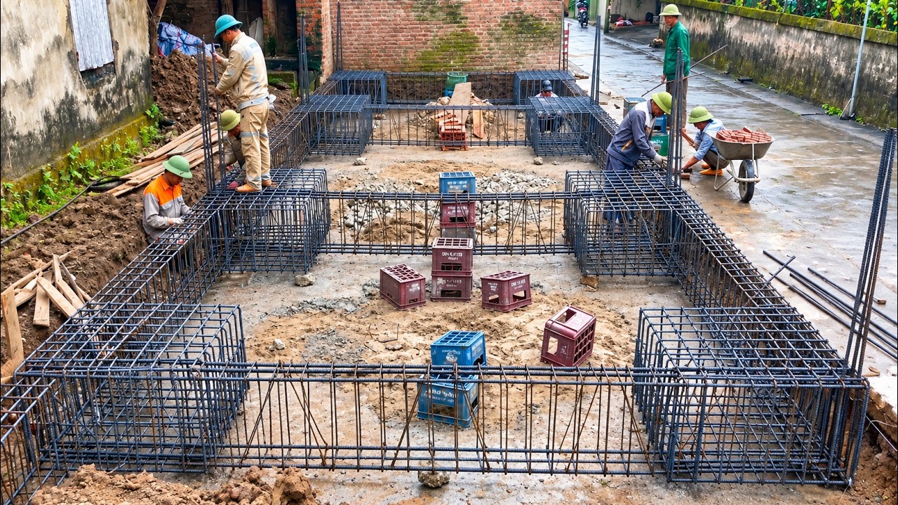 Construction Process Reinforced Concrete Foundation Beam Precise: Step By Step Assembly Professional