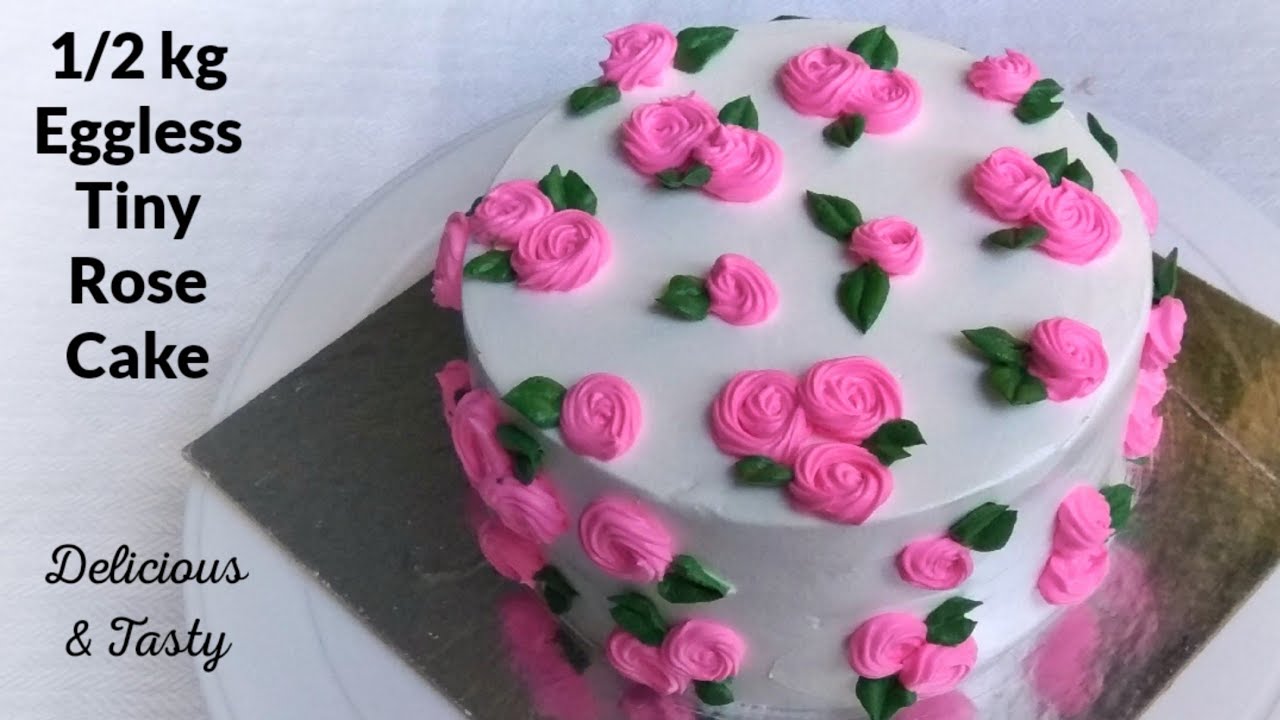 1/2 kg Eggless Vanilla Cake || Tiny Rose🌹 Cake || Eggless Vanilla Cake ~ Moumita's Happy Cooking Lab