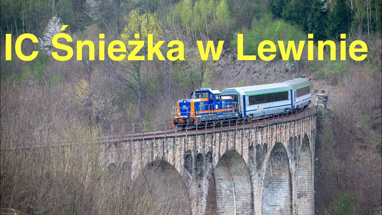 Pociąg Intercity Śnieżka złapany na Wiadukcie Kolejowym w Lewinie Kłodzkim, w Szczytnej oraz Kudowie