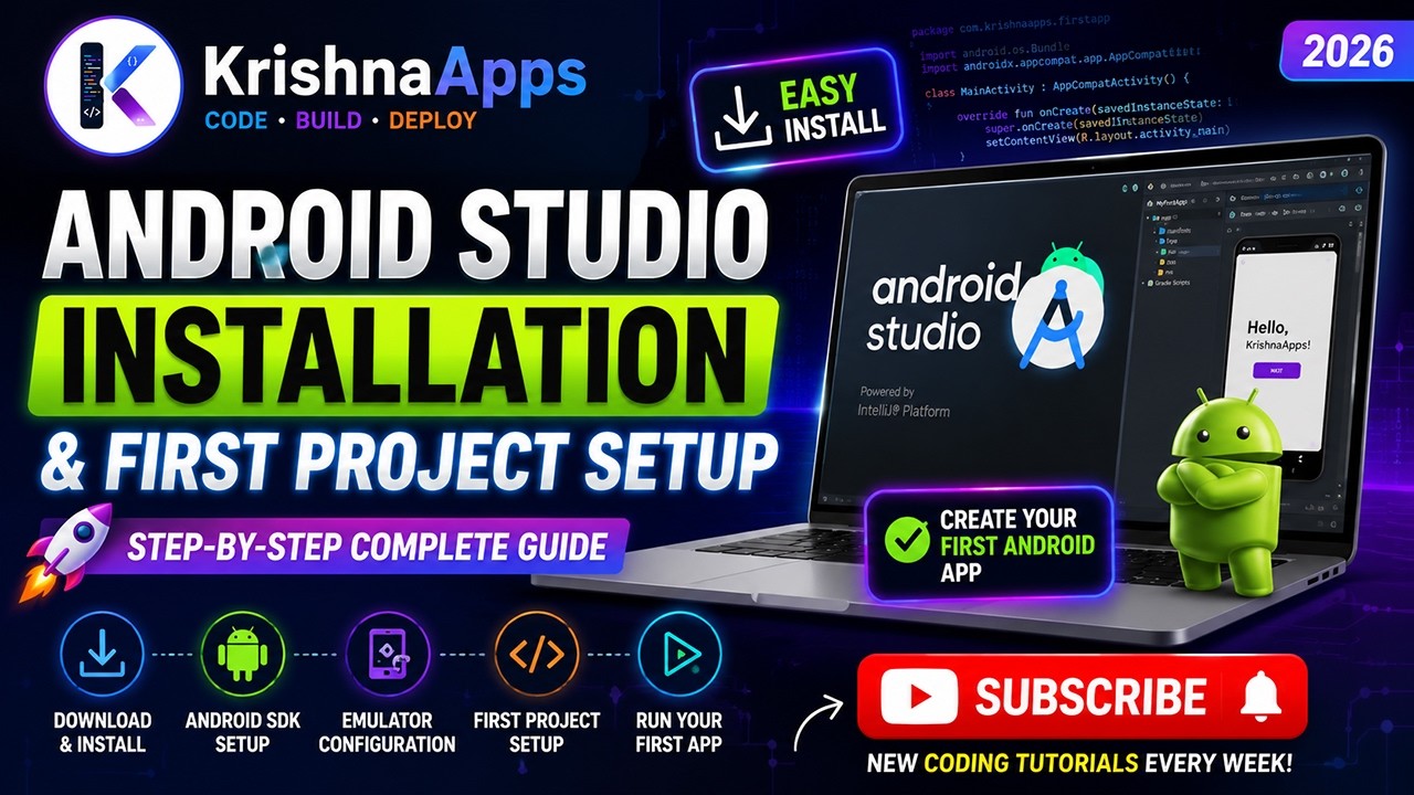 How to Install Android Studio & Setup Your First Project (2026 Guide)