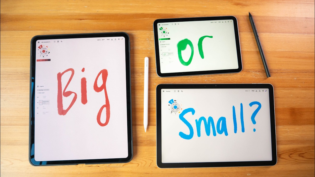 7 to 14-inch tablet size comparison for drawing