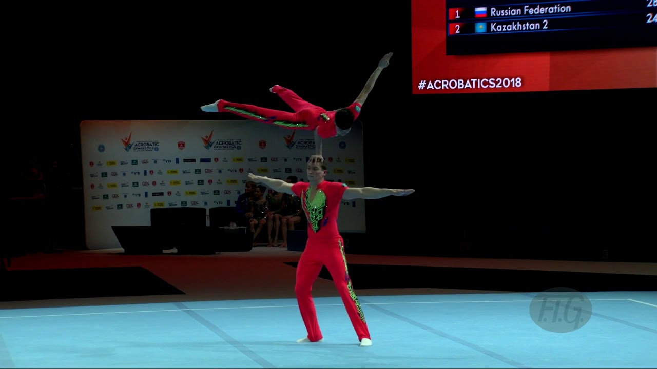 Kazakhstan 1 (KAZ) - 2018 Acrobatic Worlds, Antwerpen (BEL) - Balance  Men's Pair