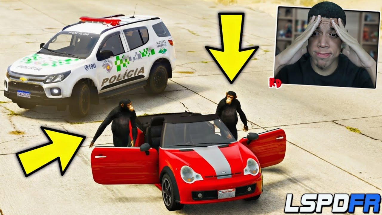 GTA V : MOD POLICIA - DOIS CHIMPANZÉS DIRIGINDO UM CARRO! ( INACREDITÁVEL )