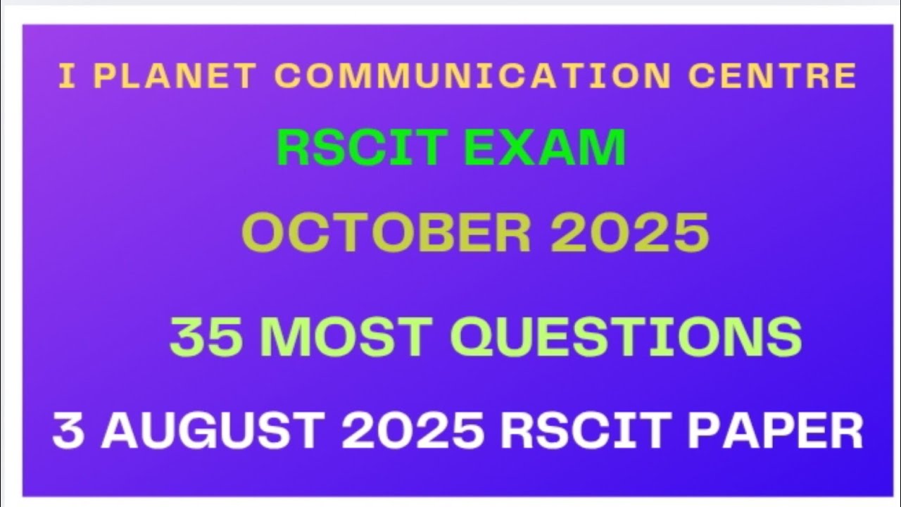 RSCIT Exam October 2025 #Rscit exam most questions October 2025 #Rscit exam paper October 2025