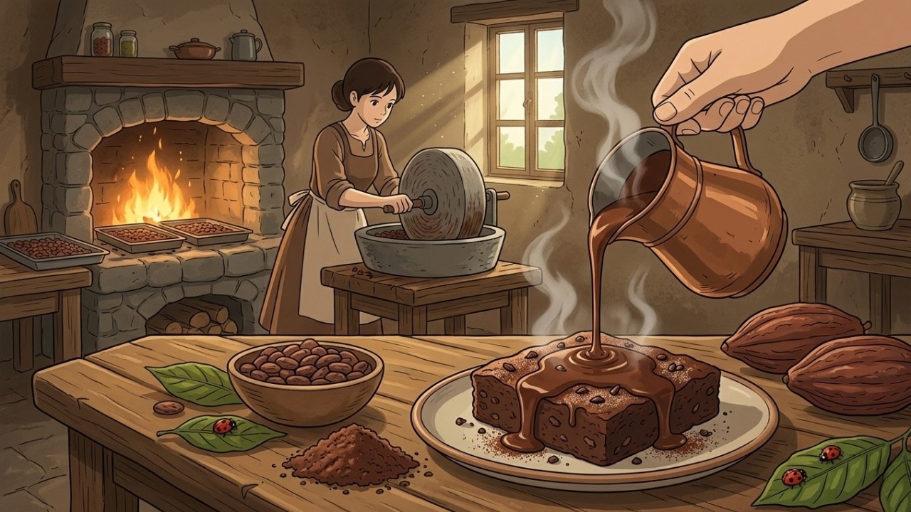 Making Chocolate from Scratch Wild Cacao & Rustic Brownie 🍫 Nature to Table (Ghibli Style ASMR)