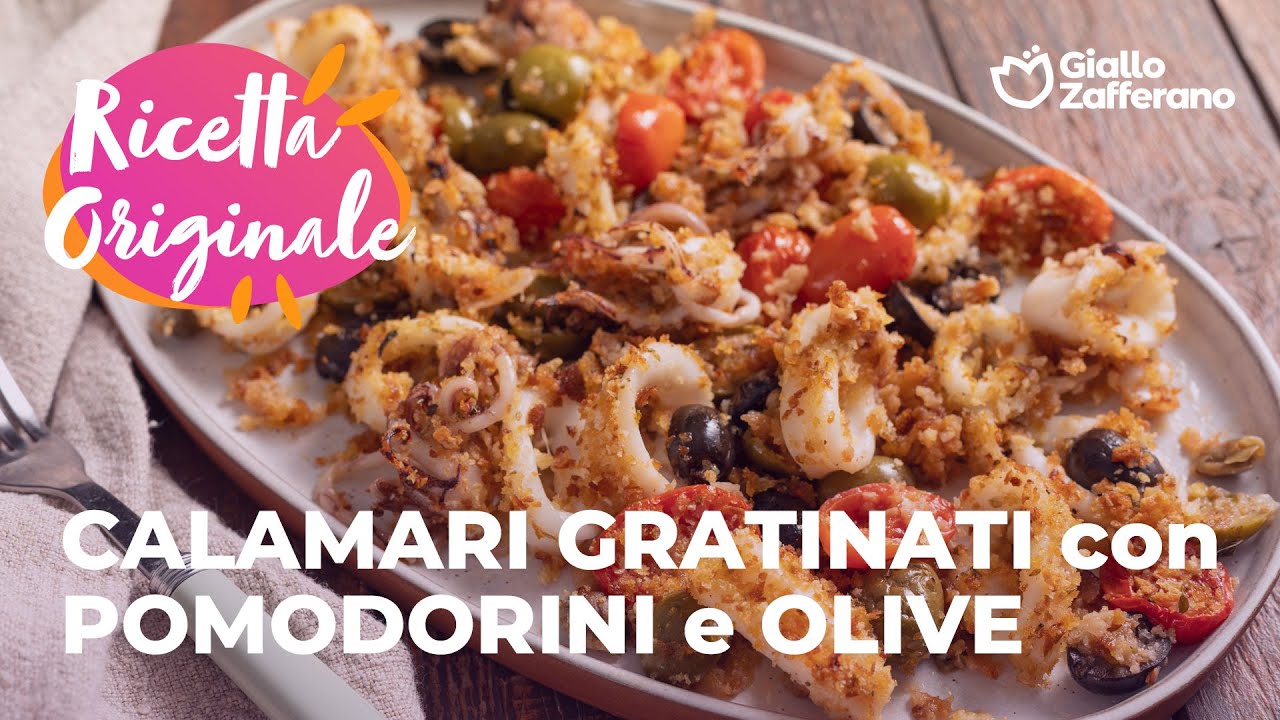 CALAMARI GRATINATI al FORNO con POMODORINI e OLIVE😍🌊🍅