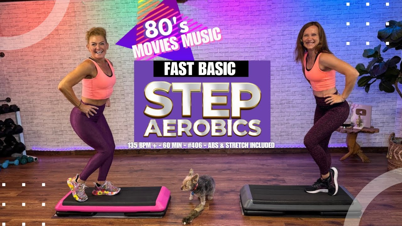 STEP AEROBICS - Fast Basic Stepper Workout - With ABS - 135 BPM + #406