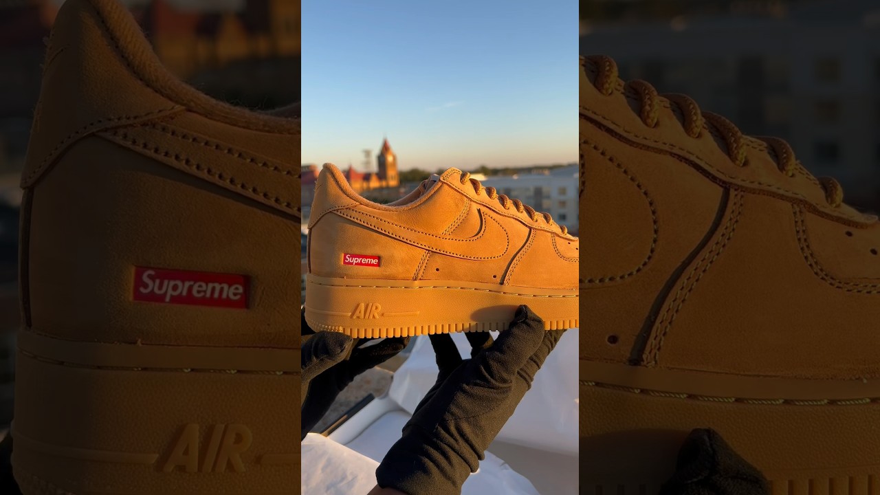 Supreme Nike Air Force 1 Flax Low Wheat Unboxing #supreme #airforce1 #nikeairforce1