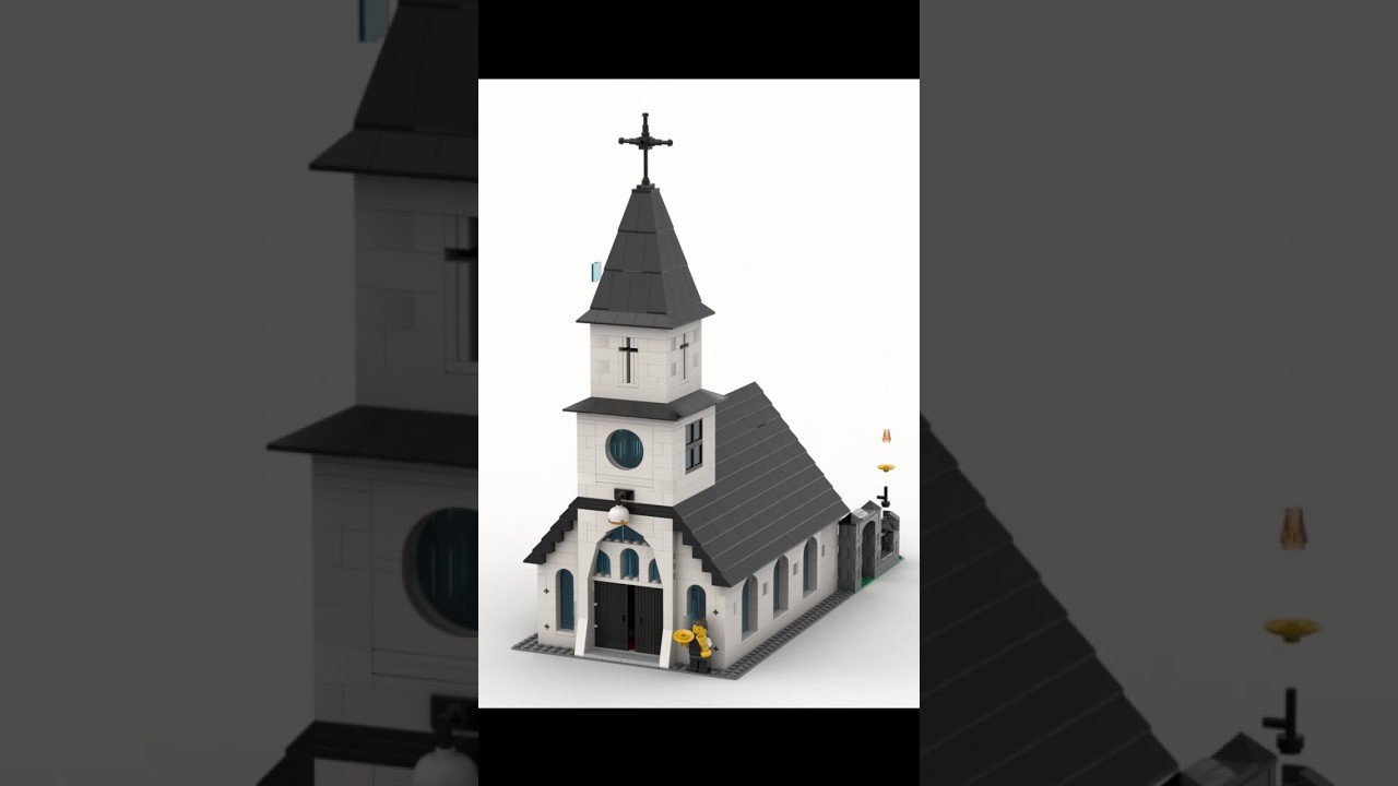 LEGO Small Town Church Satisfying Building Animation #lego #moc #church #moccentral #shorts