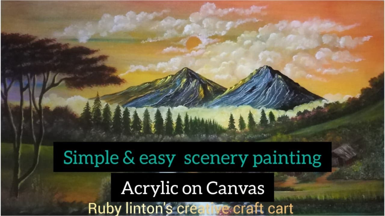 Acrylic scenery painting on canvas, easy, simple n economic