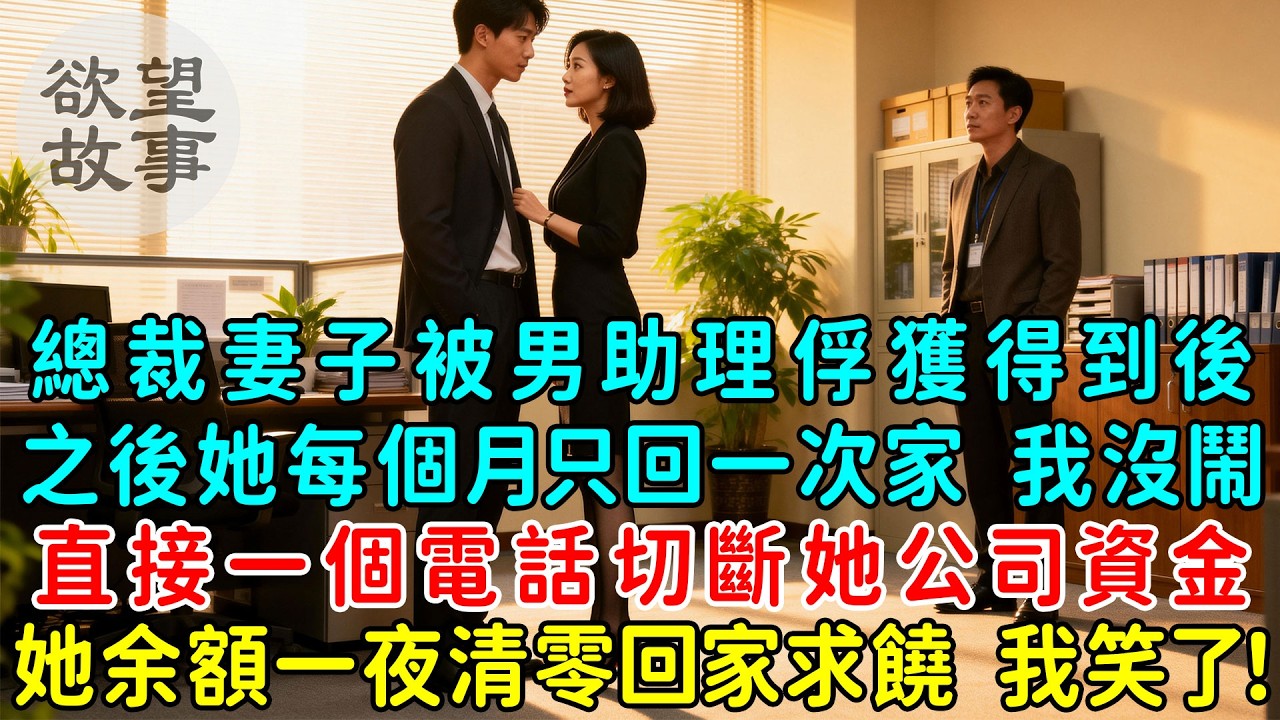 總裁妻子被男助理俘獲得到後，給了情夫200萬？之後她每個月只回一次家，我沒鬧，直接一個電話切斷她公司資金，她余額一夜清零回家求饒，我笑了：來不及了！