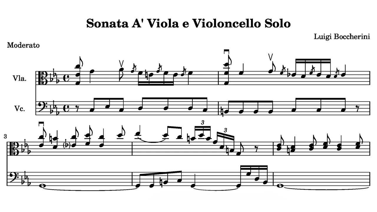 [score] Luigi Boccherini: Sonata a Viola e Violoncello G.18 in C Minor