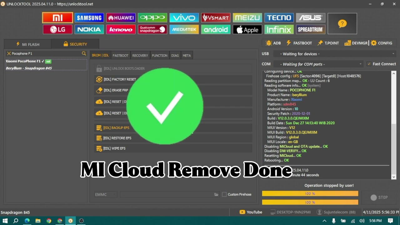 Poco F1 Mi Club Bypass Unlocktool | Poco F1 FRP Bypass Unlocktool | Poco F1 Frp Reset Edl Test Point