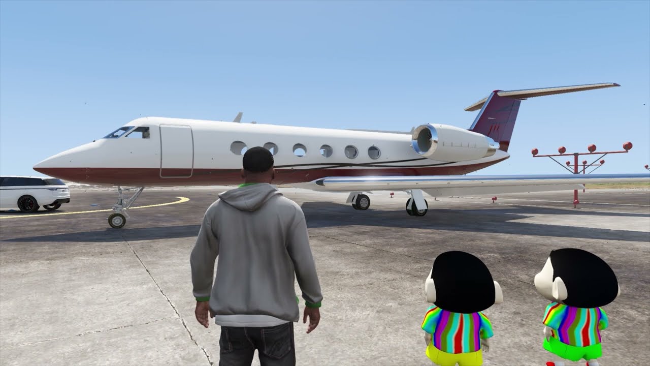 GTA 5 : SHINCHAN, PINCHAN AND FRANKLIN TAKING OFF FROM LOS SANTOS 😯 IN PRIVATE PLANE