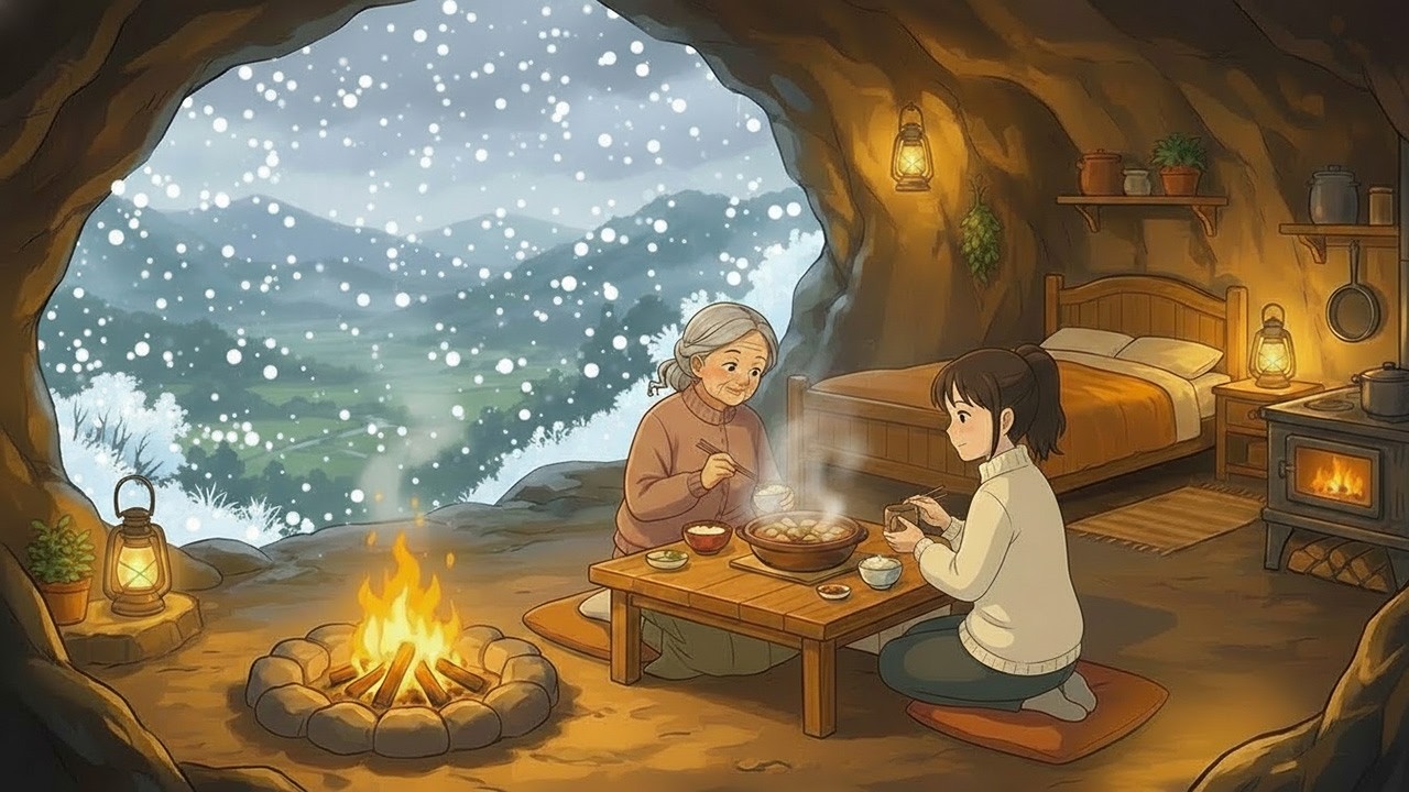 Warm Family Dinner in the Snowy Countryside | Cozy ASMR Cooking | Ghibli Vibes