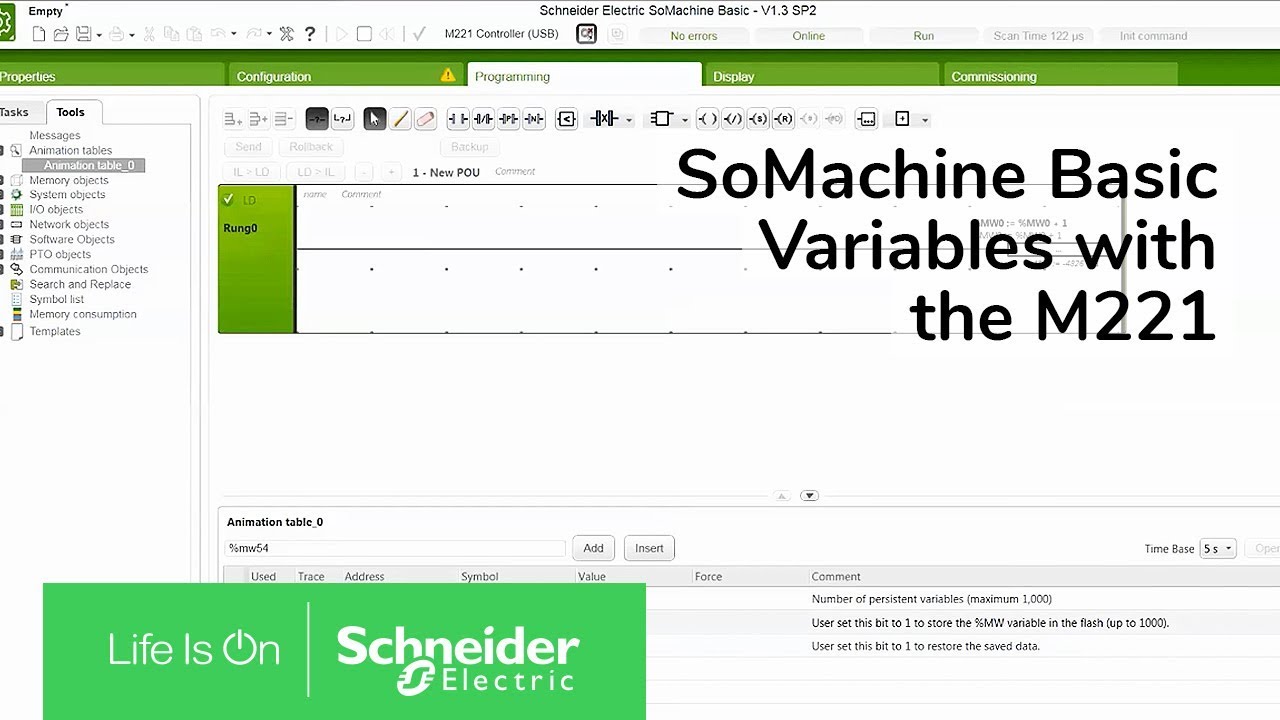 Setting Persistent Variables with the M221 in SoMachine Basic | Schneider Electric Support