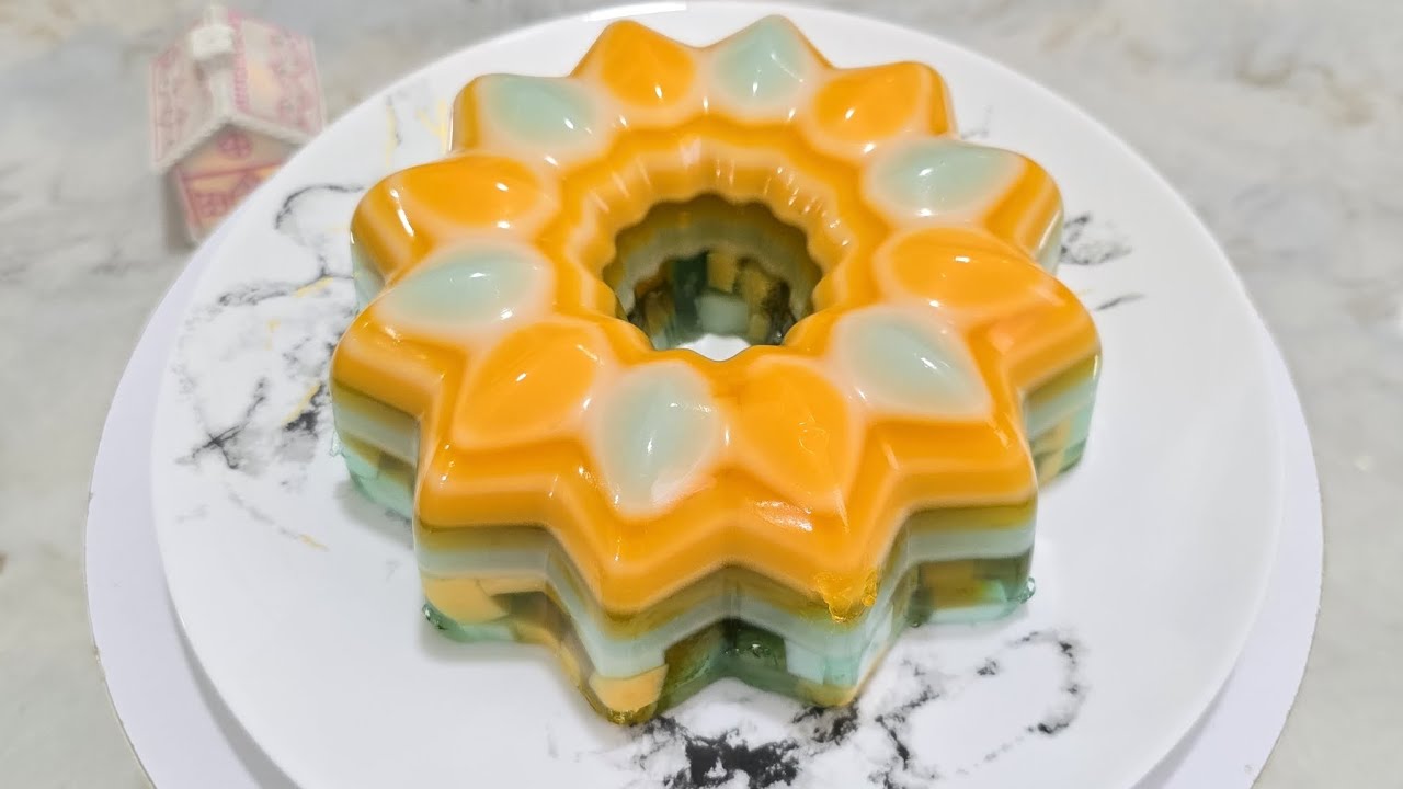 Delicious orange and blueberry jelly cake 🥮🍊🫐🥮