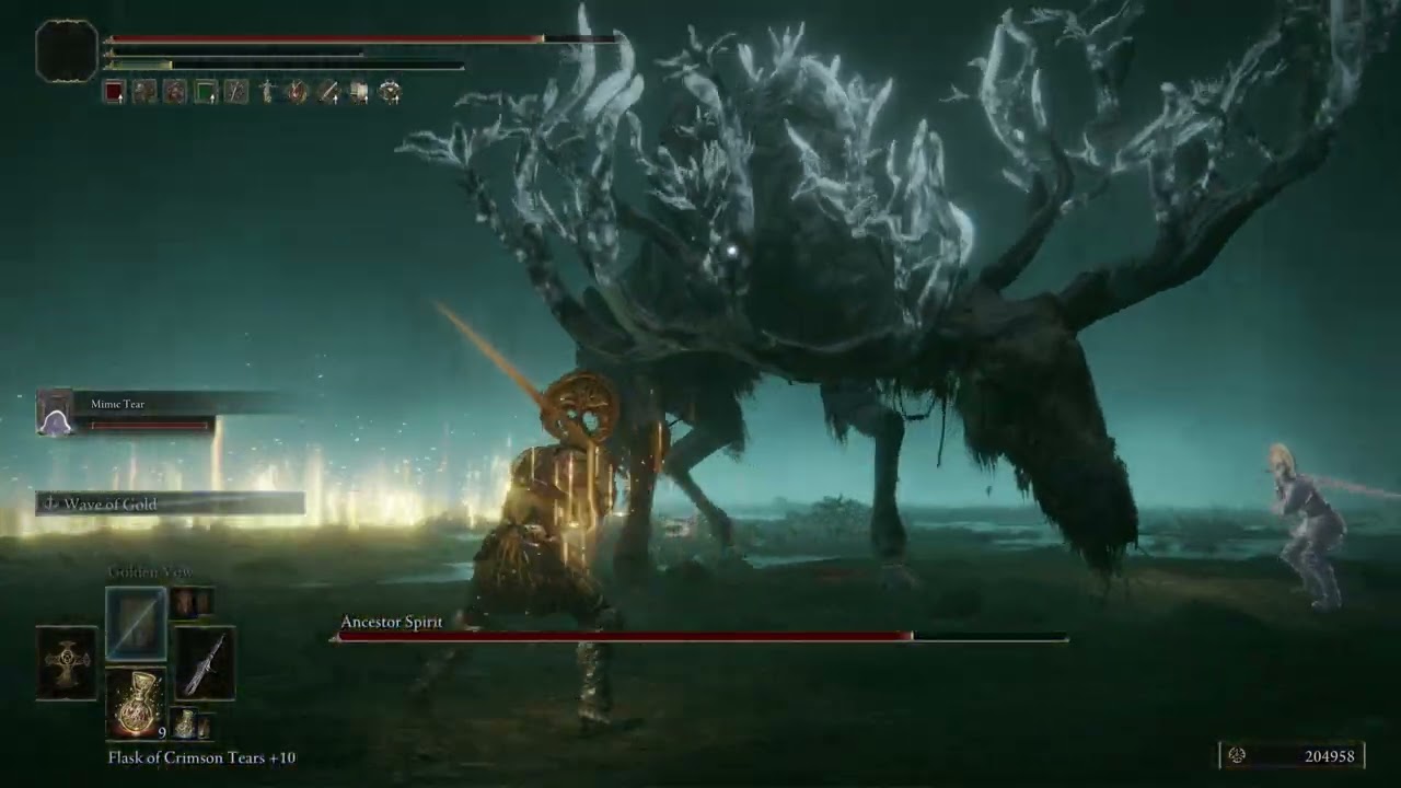 Elden Ring NG+ Siofra River Well: Hallow Horn Grounds: Ancestor Spirit Bossfight: Sacred Relic Sword