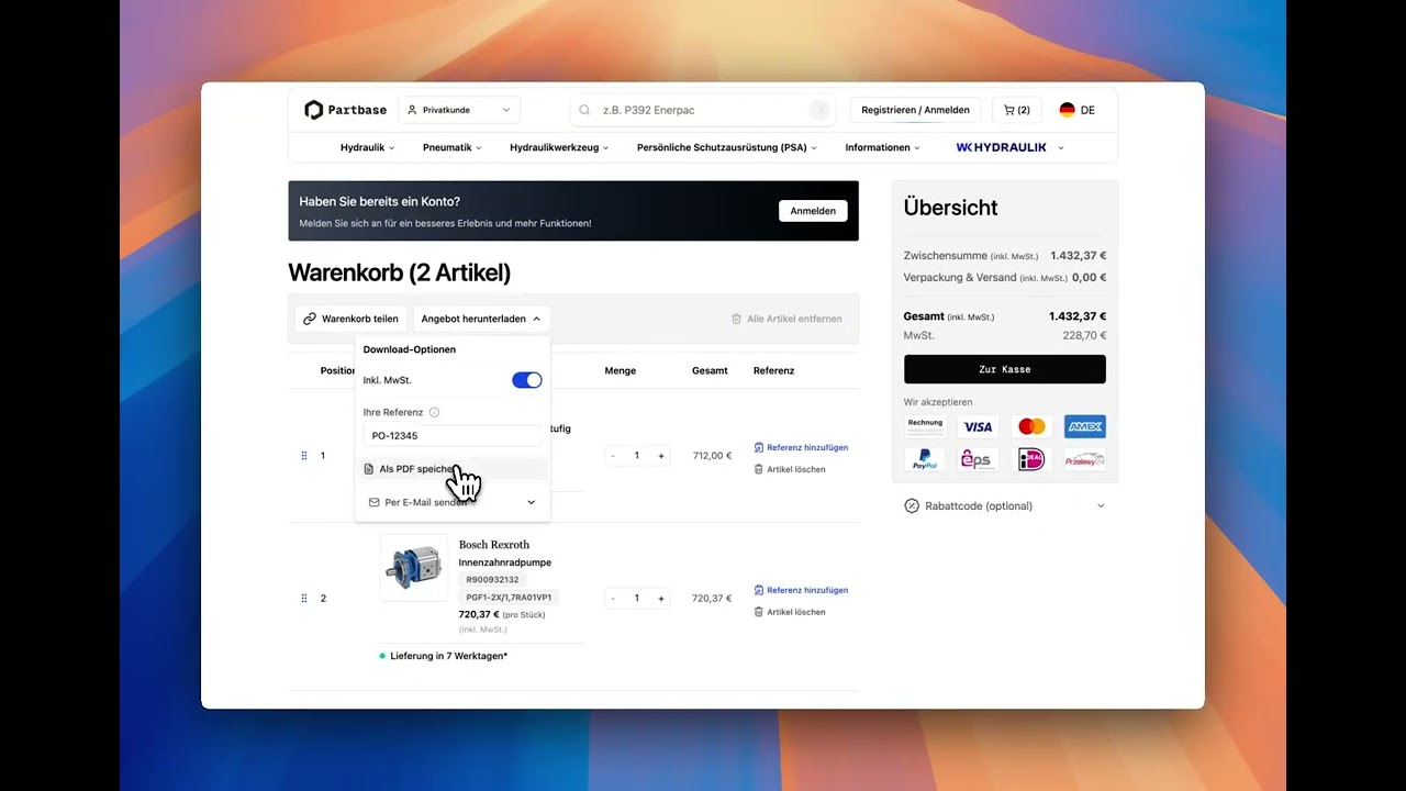 Automatic Quotes in MRO Shopping | Partbase