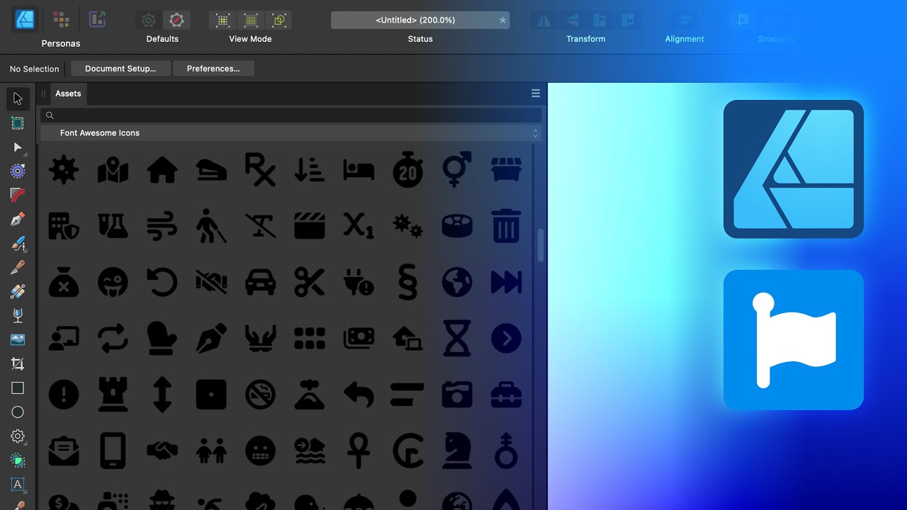 Как добавить бесплатные иконки SVG Font Awesome в Affinity Designer
