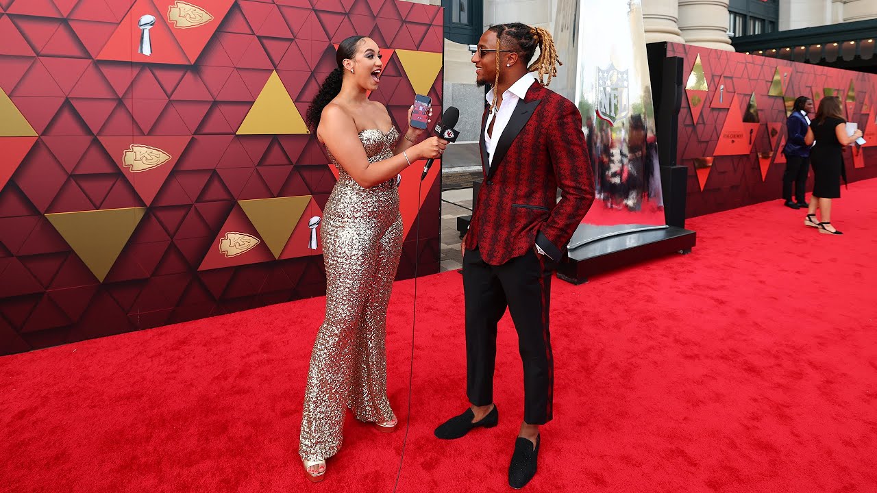 Players Rate Players Red Carpet Outfits with Kimmi Chex | Super Bowl LVII Ring Ceremony