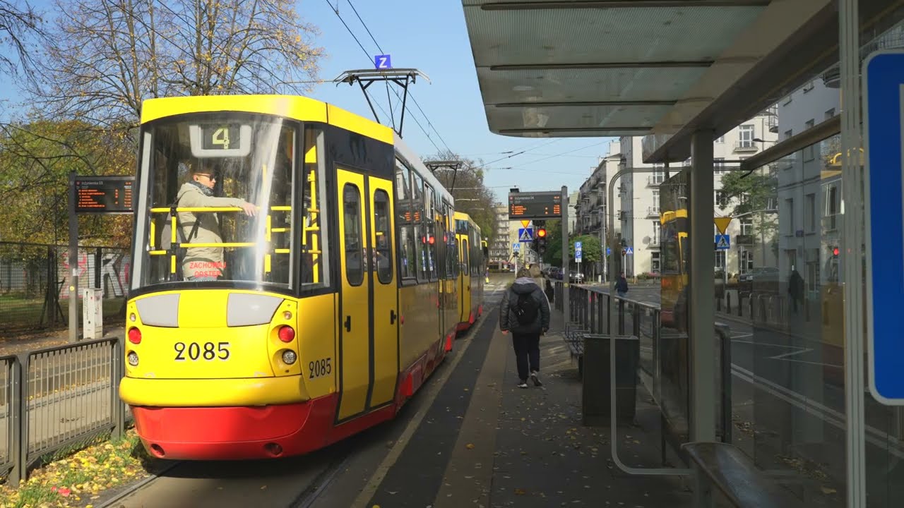 Poland, Warsaw, tram 4 ride from Pl. Bankowy to Inżynierska