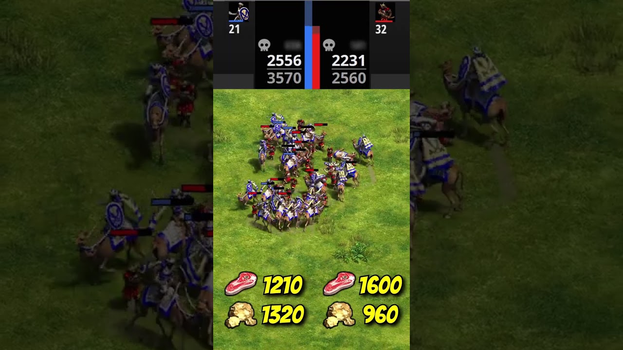 22 Heavy Camel Riders (Saracens) vs 32 Elite Samurai (Total Resources) (AoE2) #Shorts