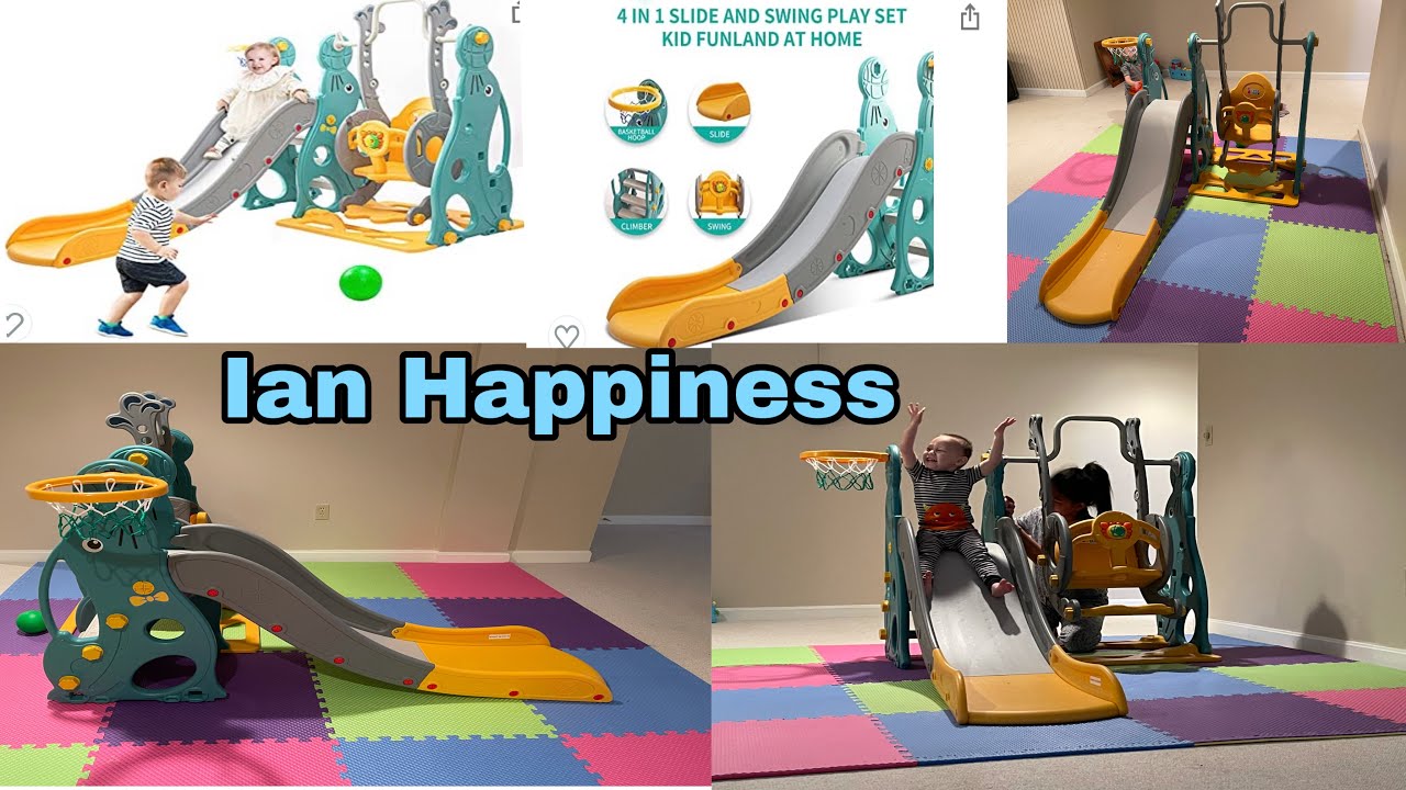 Ian Happiness.Toddler Slide and Swing Set for Indoor Playground 4 in 1 with Kids Slide Climber .