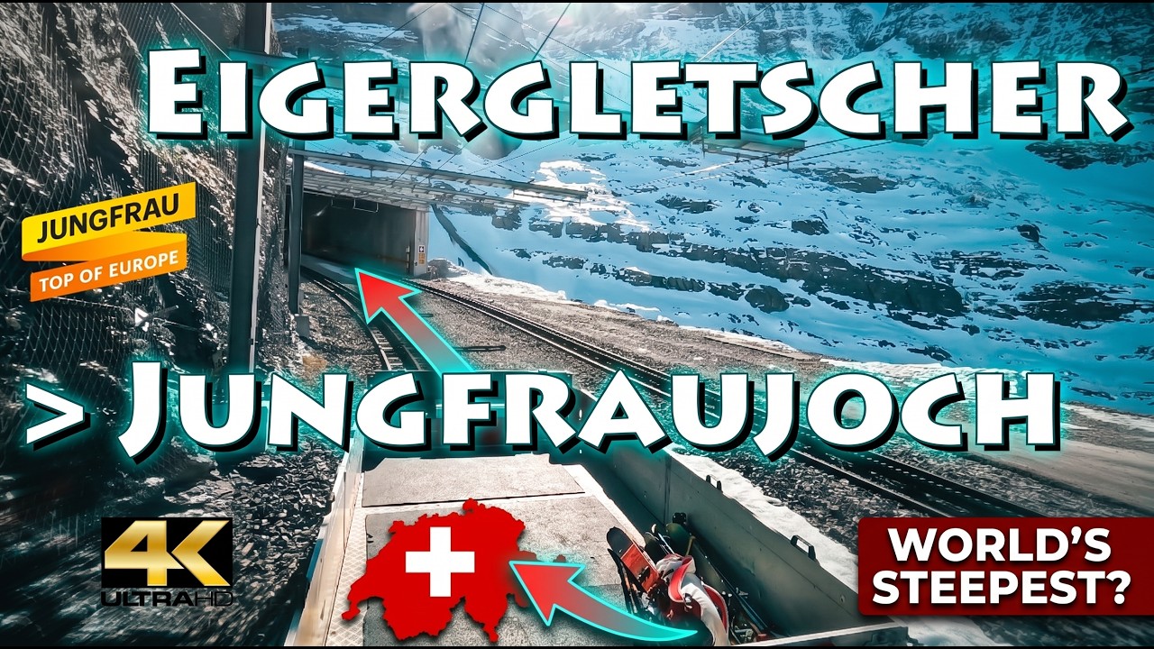 CAB RIDE 4K 🇨🇭 Eigergletscher - Jungfraujoch / Jungfrau CC65 Jungfraubahn / Switzerland 🏔