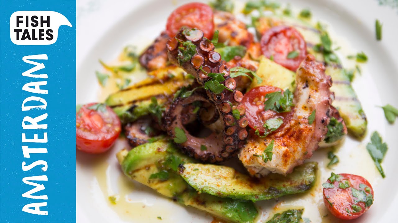Grilled OCTOPUS & Avocado Salad | Bart van Olphen