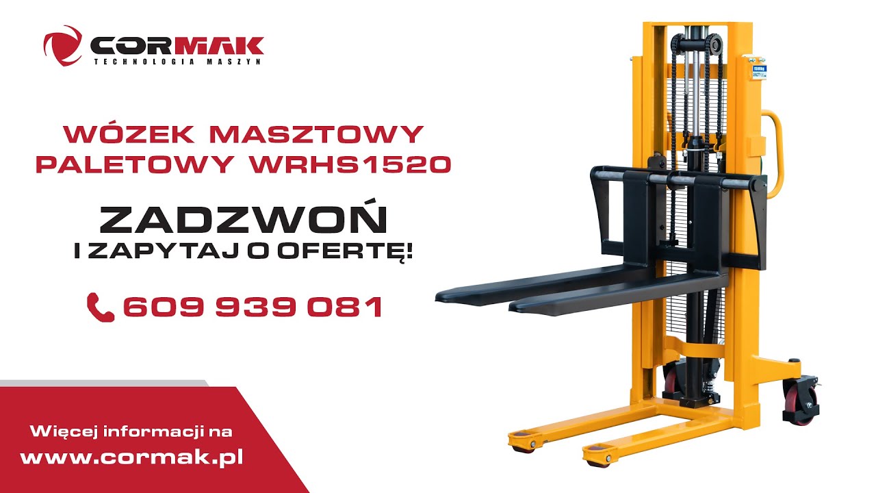 Masztowy w&oacute;zek paletowy ręczny CORMAK WRHS 1520 (udźwig 1500 kg, podnoszenie 2000 mm)