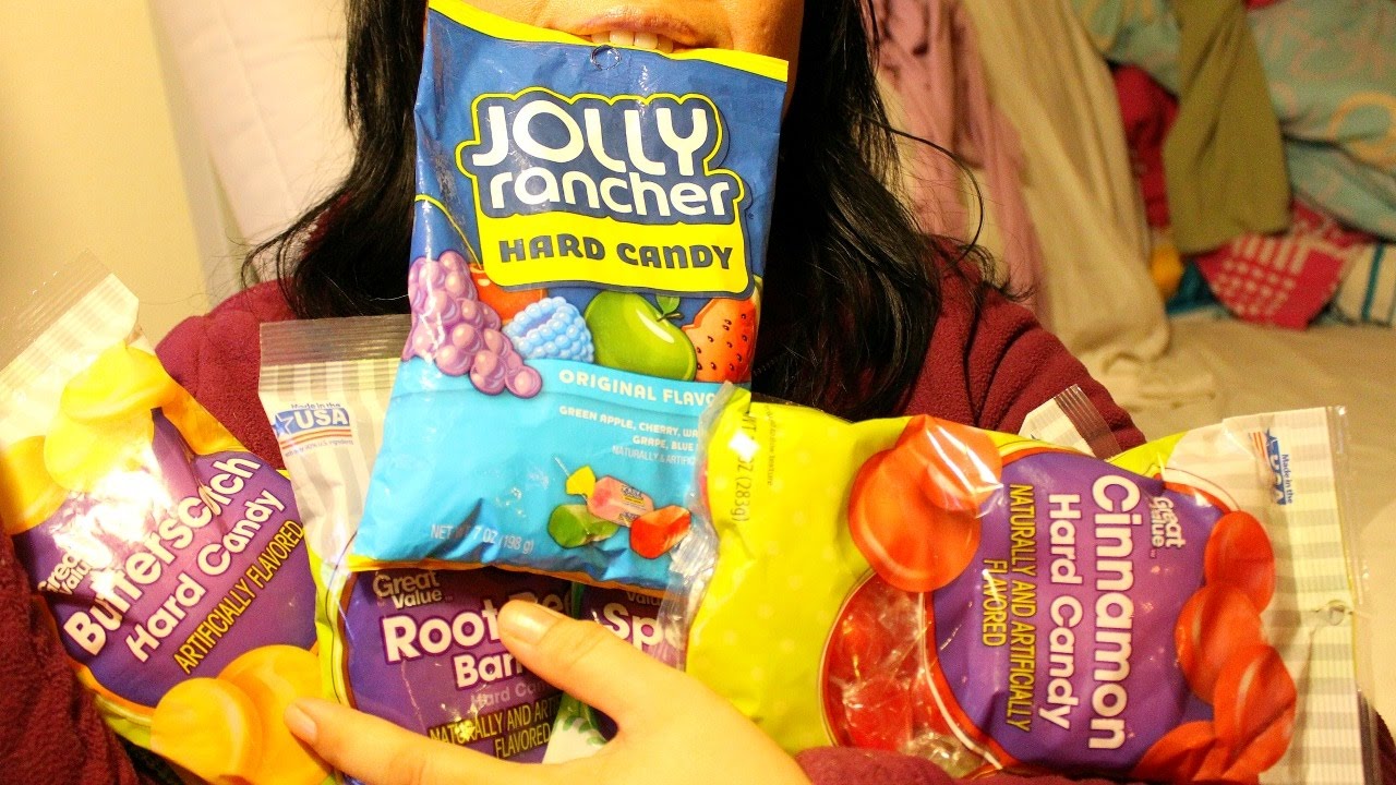 ASMR Eating Jolly Rancher and Great Value Walmart hard candies ScorpioAnnYT