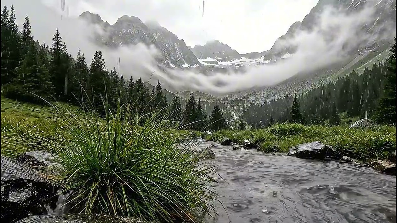 Rainy Mountain Ambience 🌧️⛰️ Calming Rain Sounds for Sleep, Study & Relaxation (No Music)