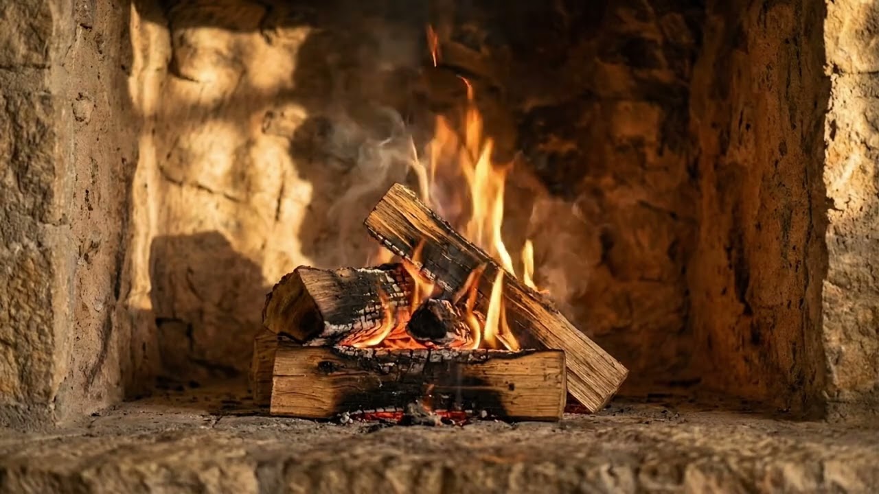 Relaxing Fireplace with Ambient Music | 1:40 Hours Cozy Fire Sounds