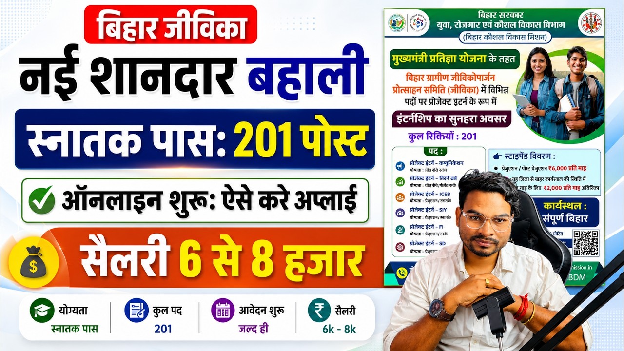 Bihar Jeevika New Vacancy 2026 Apply Online | Graduation Pass Intership Salary 8000 Month |Apply Now