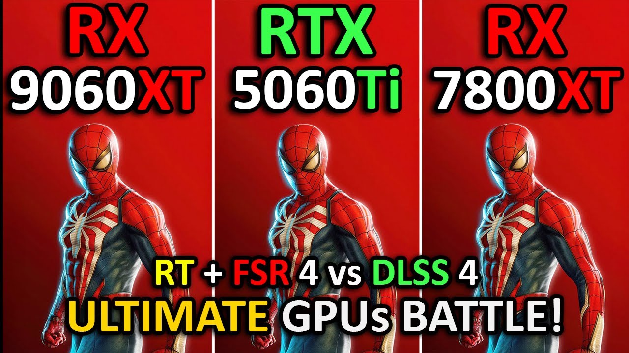 RX 9060 XT vs RTX 5060 Ti vs RX 7800 XT | 1080p, 1440p, 2160p | RT + FSR 4 vs DLSS 4 | 2025