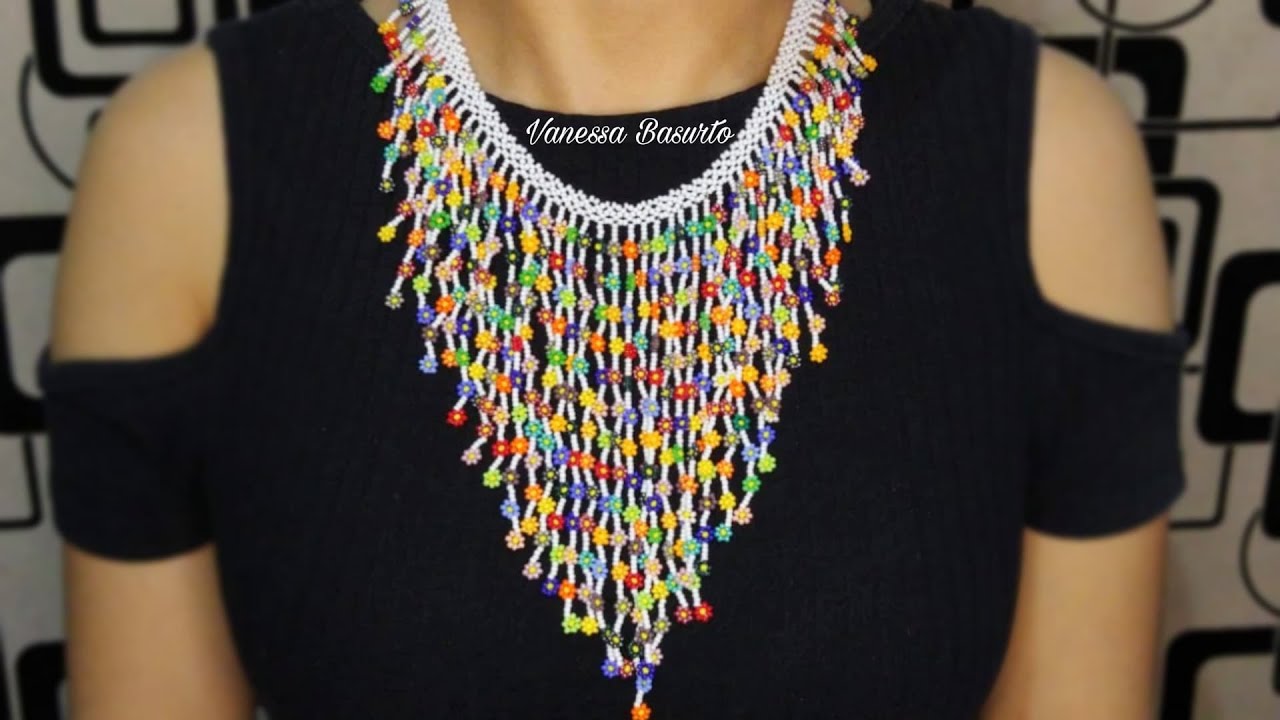 COLLAR DE CHAQUIRAS/MOSTACILLAS (LLUVIA DE FLORES 2)| BEATIFUL NECKLACE DIY -Vanessa Basurto♥