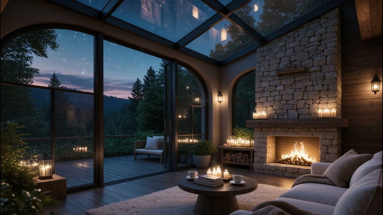 أجواء النوم تحت النجوم 🌌 Starry Night Cabin 🕯️ تخلص من الأرق والتوتر