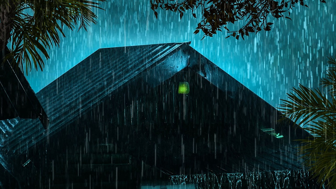 DEEP SLEEP INSTANTLY with Rain Sounds On Metal Roof &Powerful Thunder Sounds in Rainforest at Night