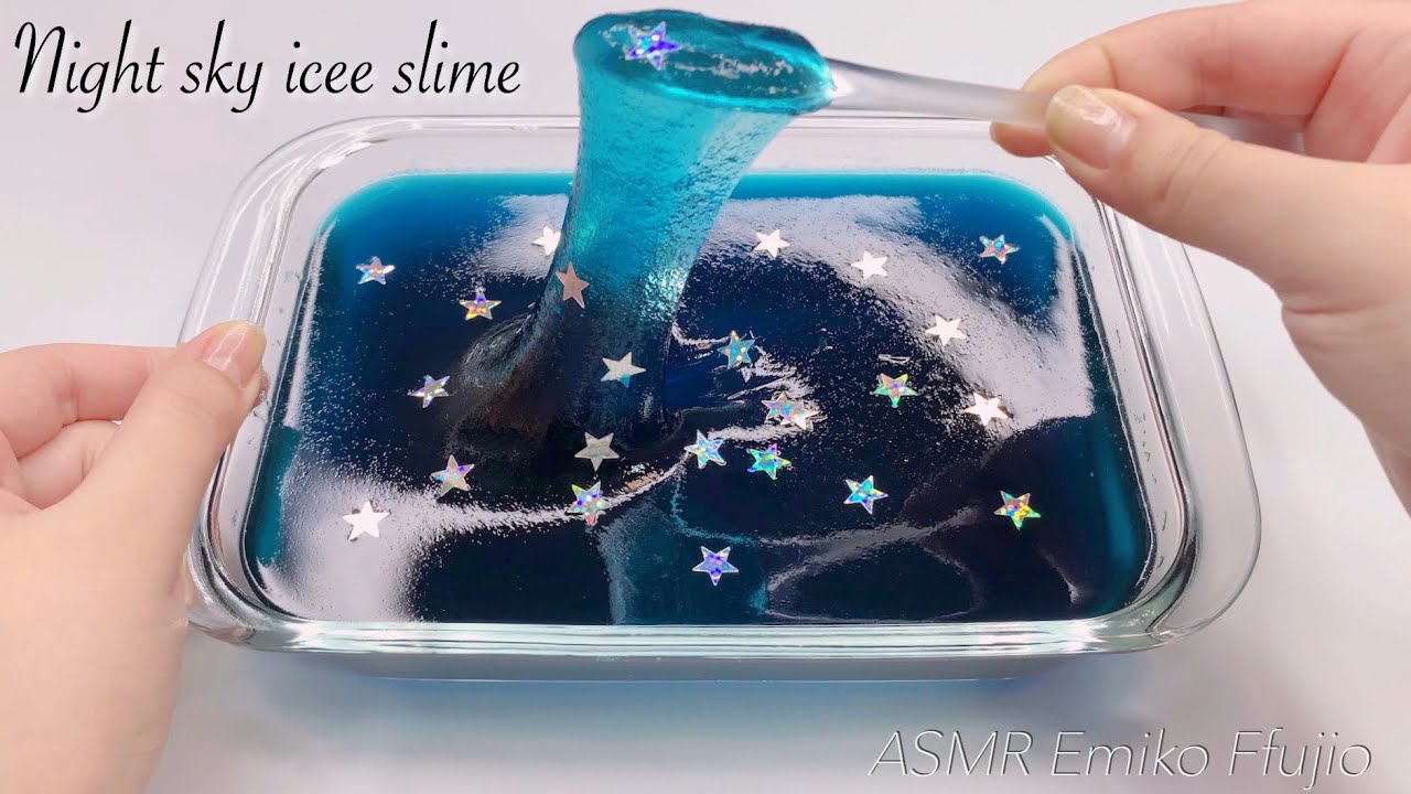 【ASMR】🌃夜空色アイシースライム🌙【音フェチ】밤하늘 아이시 슬라임 Night sky icee slime No talking ASMR
