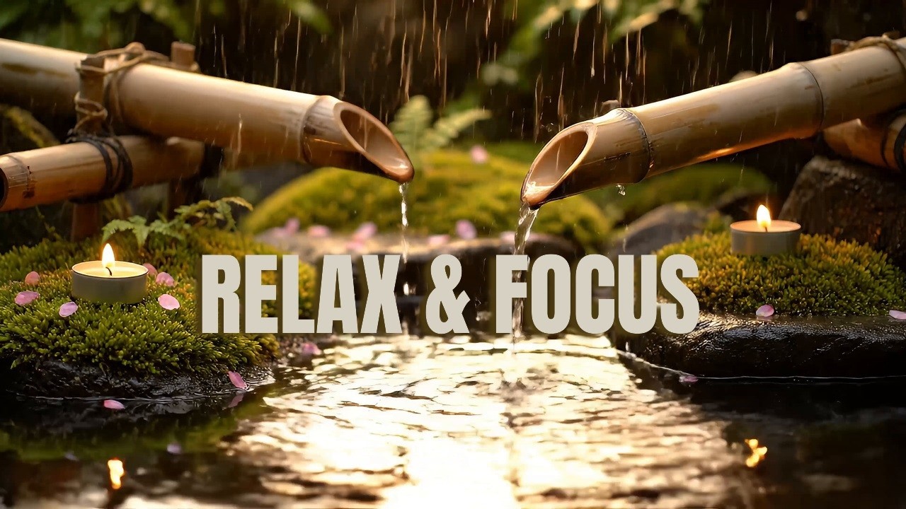 Relaxing Rain Sounds in Japanese Zen Garden 🌧️ Bamboo Water Fountain ASMR for Sleep & Stress Relief