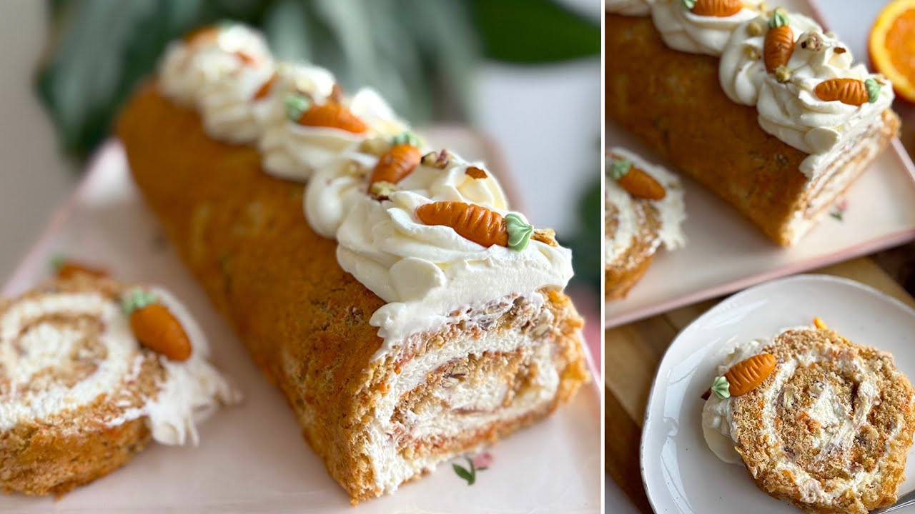 RÉPATORTA PISKÓTATEKERCS 🐰🥕 húsvéti sütemény - rendkívül egyszerű :) BebePiskóta