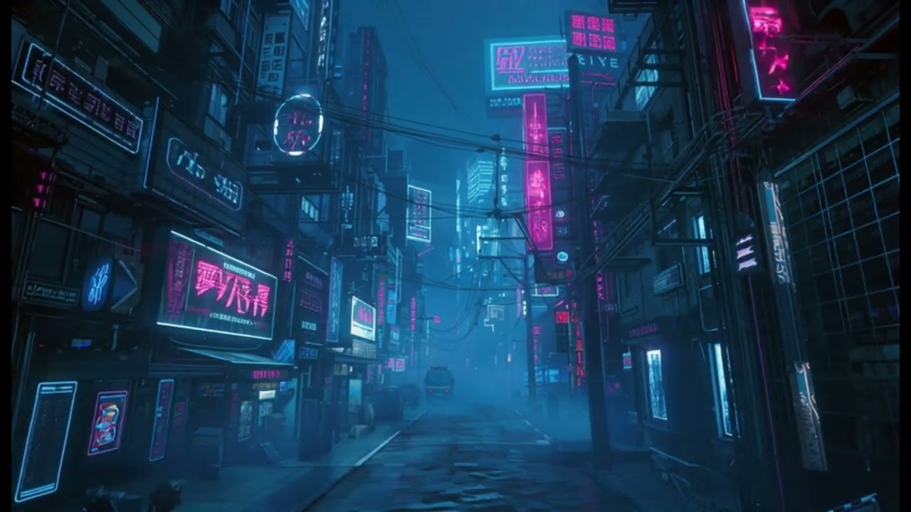 Japanese Night Street TV Screensaver | Chill Ambient Music