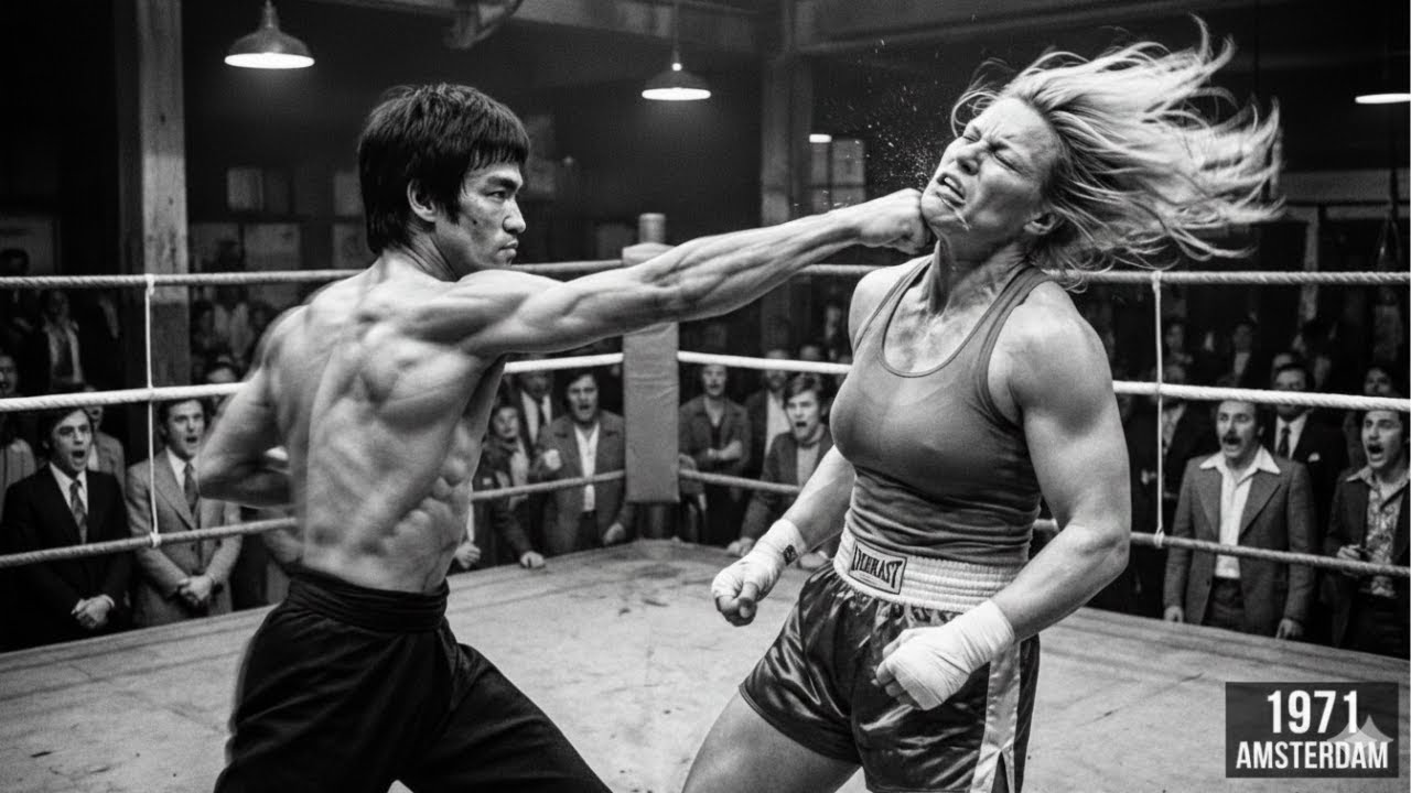 Bruce Lee Challenged By Dutch Female Kickboxing Champion 240 Pounds 1971 — Amsterdam Ring Victory